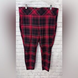 Torrid Pixie Pant Red Black Plaid Stretch Size 2X 18-20 Pull On New W Tag